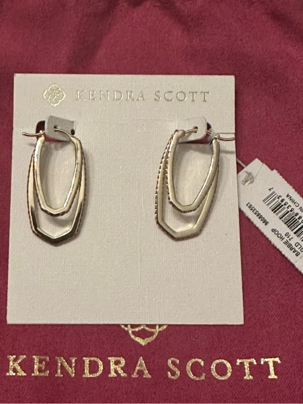 Kendra Scott x Barbie Gold Pink Layered Hoop Earrings NWT